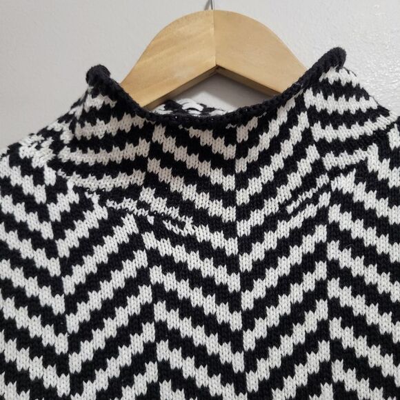 Tommy Hilfiger Chevron ZigZag Mock Neck Sweater Size Small Dark Academia - Picture 2 of 7
